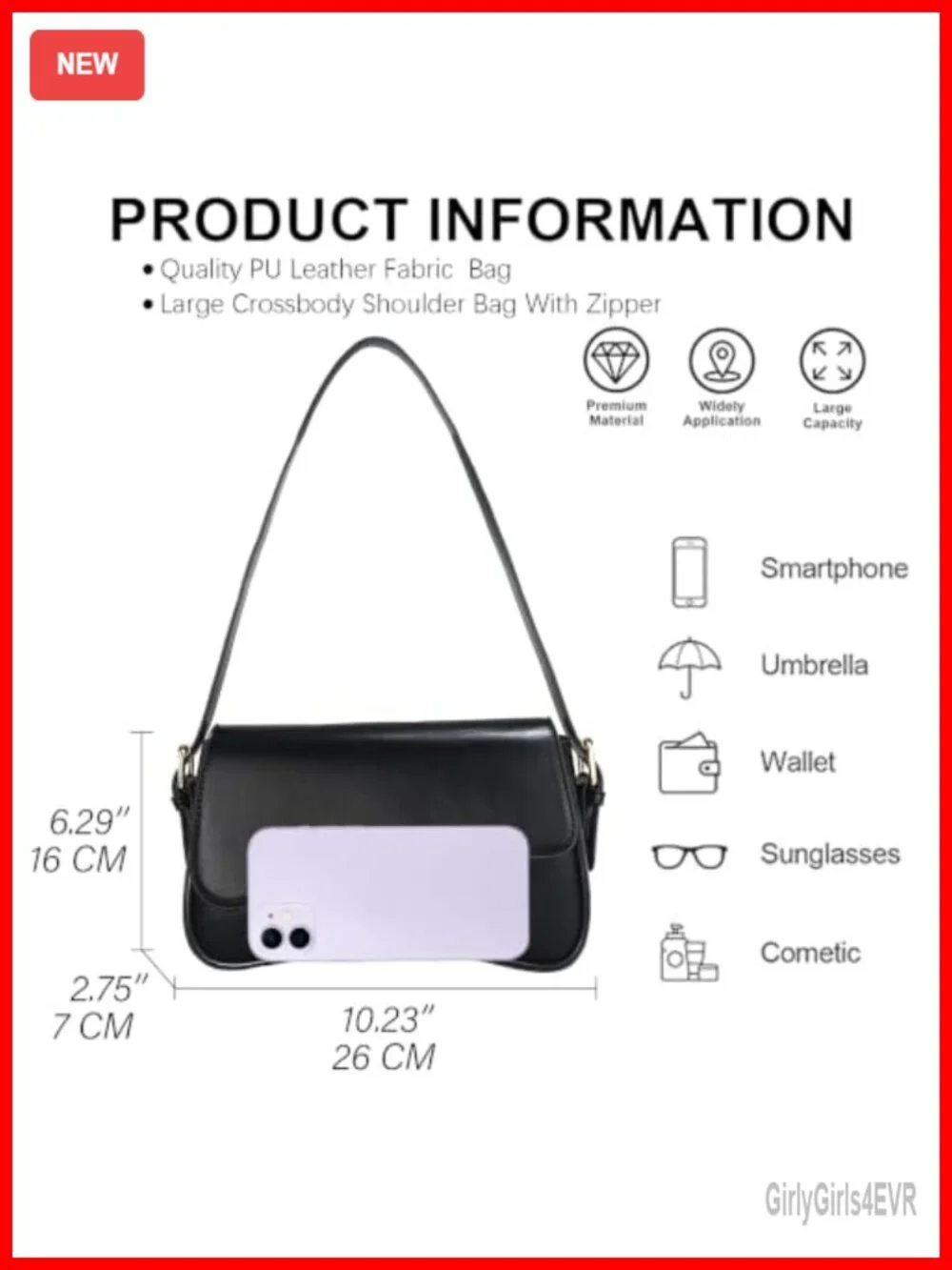 Vegan Leather Hobo Bag Y2K Shoulder Purse with 2 Removable Straps